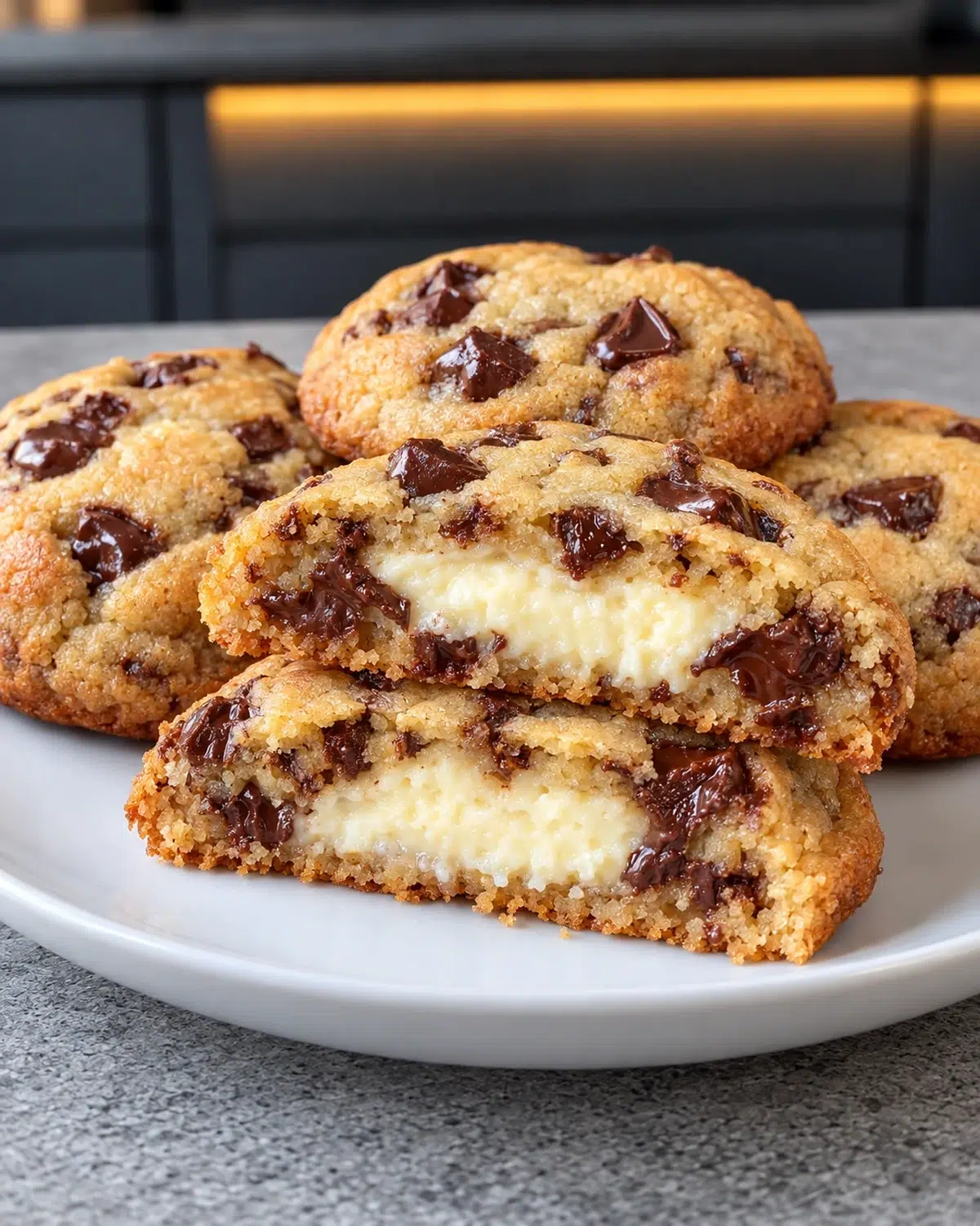 Sugar-free cheesecake stuffed cookies with a creamy white center