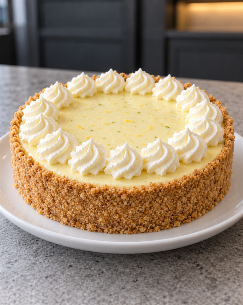 Whole sugar-free lemon lime pie with sixteen cream rosettes