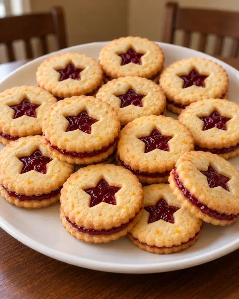 Sugar-Free Cranberry Orange Linzer Cookies